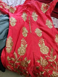 Pink Kurti with Gold Embroidery