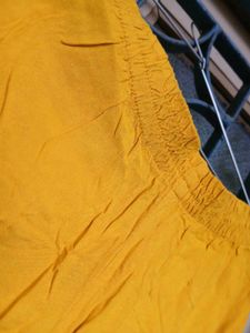 Shoulder Cut Grown Kurti With Yellow Plazo
