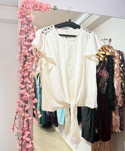 Elegant White Tie-Front Top