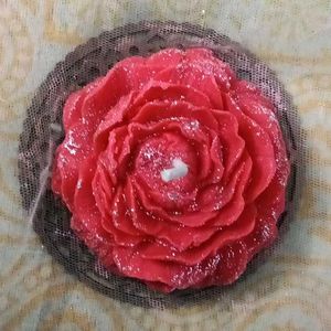 Rose Flower 2 Candles Handmade With Stand