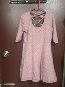 Mauve Polka Dot Fit &amp; Flare Dress