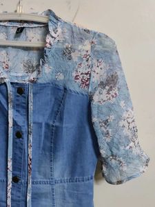 Ttrending Denim &amp;floral dress