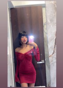 Stylish Burgundy off shoulder Bodycon Dress