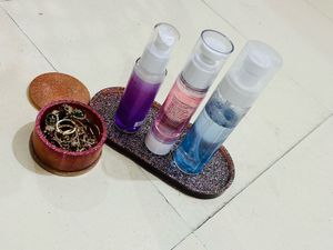 resin  Oval tray with box to organize jewelr