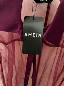Shein Sheer Burgundy Blouse