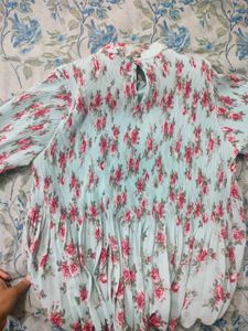 Teal Floral Blouson Top💚