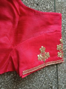 Beautiful Carrot Colour Blouse With Back Design