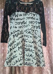 Black And White Party Wear Mini Dress.