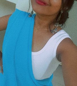 sky blue Saree with Silver white Border