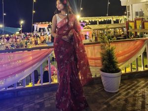 Floral Print Organza Saree