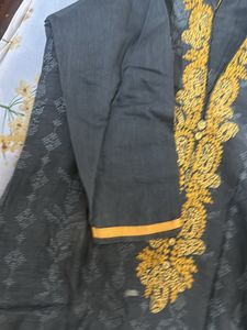 Grey And Mustard Kurta Set