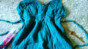 TEAL SPAGHETTI STRAPS DRESS