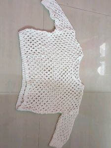 Beautiful White Woolen Net Top
