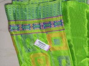 Parrot Green Crepe Butter Silk Saree
