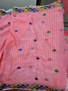 Pink Embroidered Chiffon Dupatta