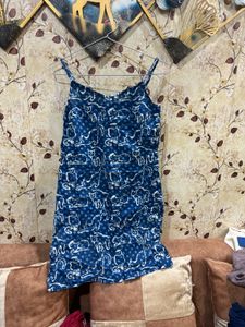 Blue Cat Print Dress