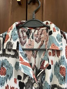 Patterned Button-Down Crop Top