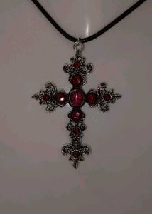 •°`~GOTHIC RED STONE cross Necklace °•`~