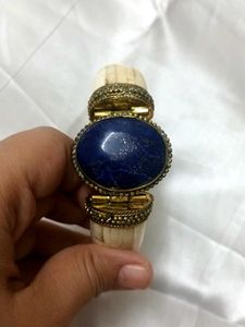LAPIZ LAZULI Gemstone Bone Mosiac Blue Bangle