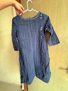 Navy Blue Polka Dot Kurti