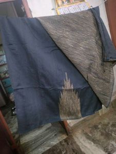 Black Cotton Saree With Matching Blouse.