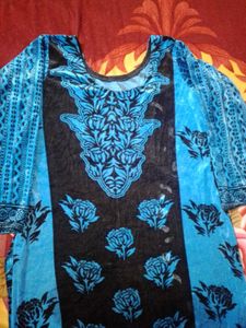 Shaneel 2 Kurti combo Black and sky blue
