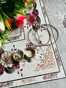 2 Pair Of Classic Gold-Tone Hoop Earring Set