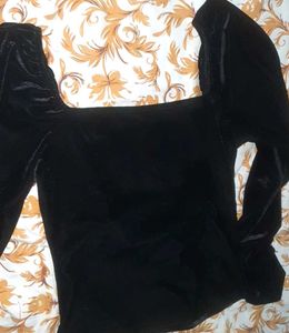 Shimmer Black Velvet Tops Just For You