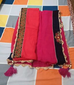 Elegant Pink &amp; Navy Saree