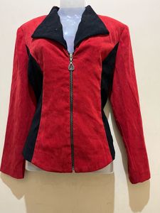 Vintage Red &amp; Black Suede Jacket