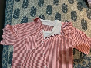 One Sided Up shoulder Striped Shirt