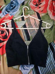 black ribbed bralette top