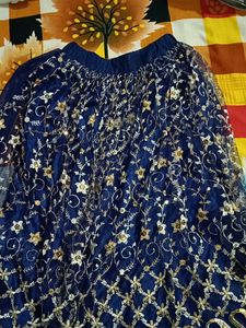 The fabric is a navy blue