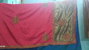 Pink &amp; Silver Embellished Saree