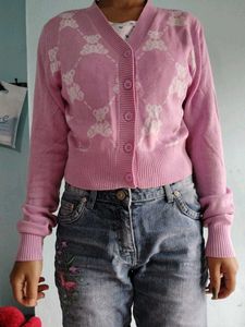 H&amp;M Pink Teddy Bear Cardigan