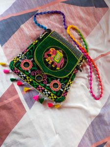 Handmade Embroidered Elephant Purse