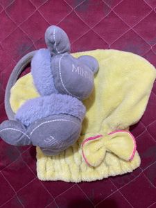 Cute Winter Ear Muffs And Microfiber Hair Drying T