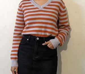 Striped V-Neck Sweater