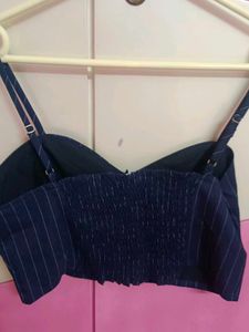 Striped Navy Crop Top