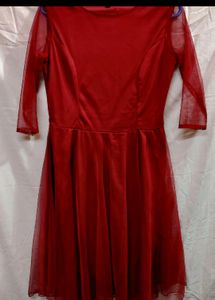 “U&amp;F” Maroon Net Skater dress