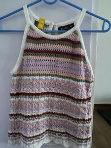 Striped Knit Halter Top - XS