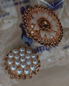 Statement Rings - Pearl &amp; White Stone