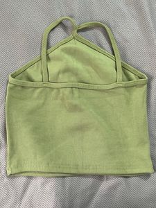 Green criss cross halter tank top