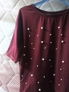 Burgundy Pearl Embellished Top