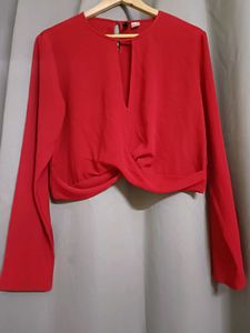 H&amp;M Red Knotted Long Sleeve Top♥️
