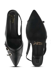 Black Buckel Stiletto Pointed Toe Heel
