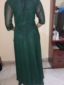 Elegant  Dark Green Maxi Dress xl gown Georgette