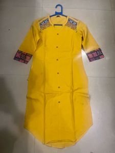 Yellow Embroidered Kurti