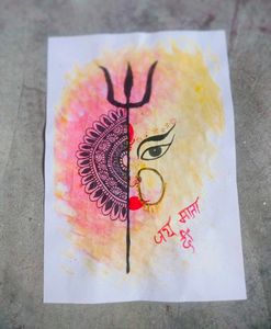 Durga Maa Painting With Mandala