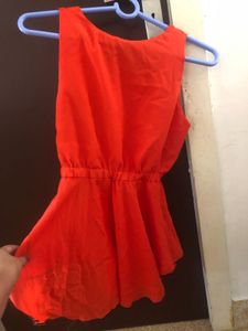 Tangerine Peplum Top🧶